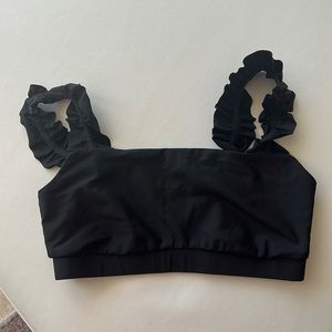 Black ruffle carbon 38 sport bra - size small